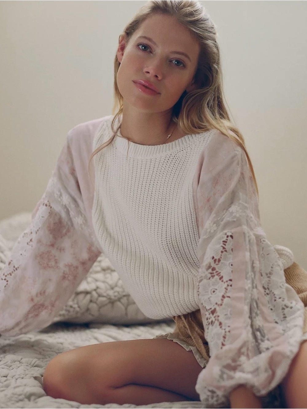 Anthropologie PILCRO Martine Peasant Balloon Lace Sleeve